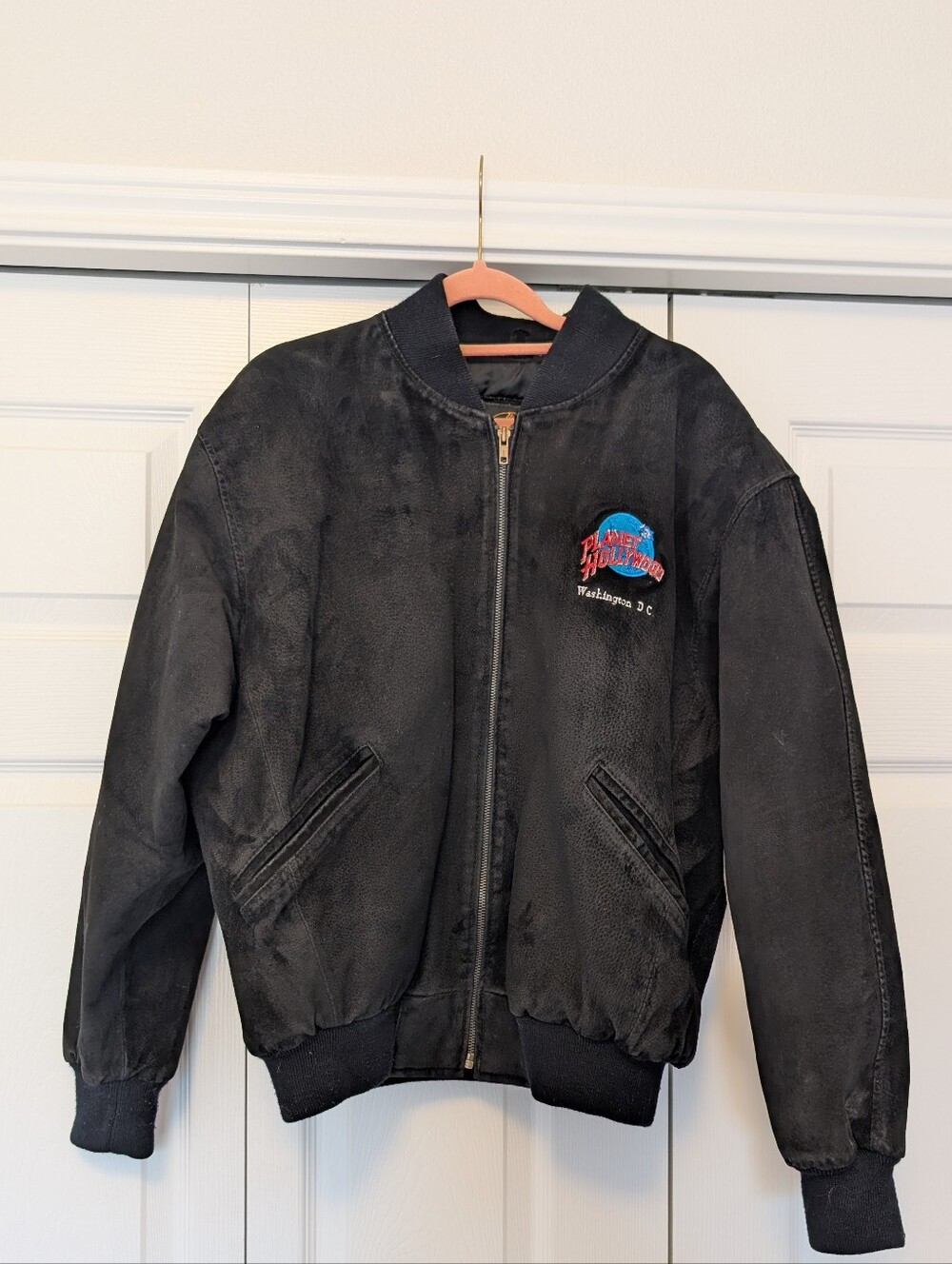Vintage Planet Hollywood Suede Bomber Jacket Washington DC Sz M